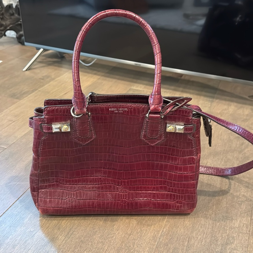 Maroon crocodile Henri Bendel Bag